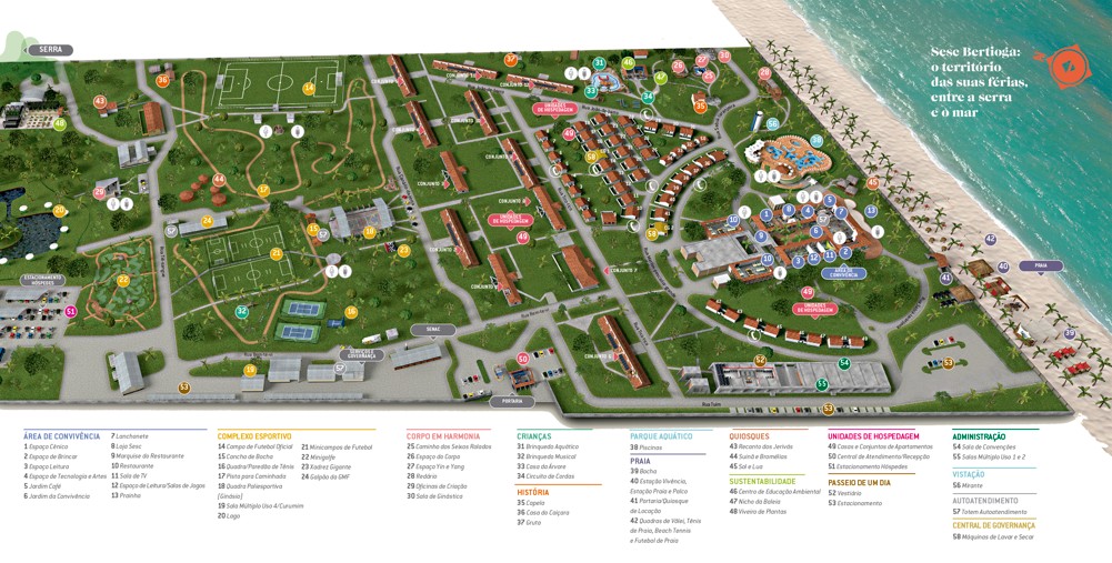 Mapa do SESC Bertioga